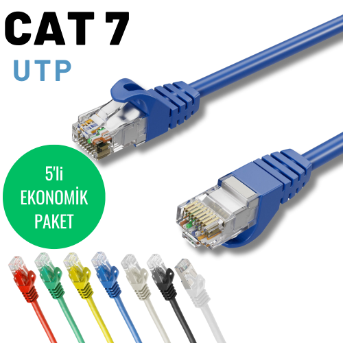 5 adet IRENIS CAT7 Ethernet Network Lan İnternet Kablosu, 2 Metre 5 adet IRENIS CAT7 Ethernet Network Lan İnternet Kablosu, 2 Metre