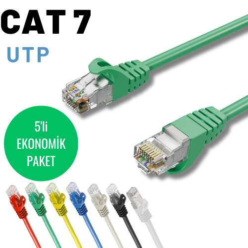 5 adet IRENIS CAT7 Ethernet Network Lan İnternet Kablosu, 2 Metre 5 adet IRENIS CAT7 Ethernet Network Lan İnternet Kablosu, 2 Metre