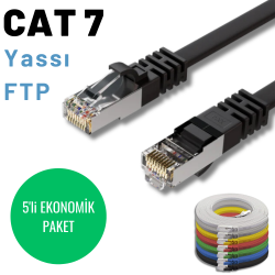 5 adet IRENIS CAT7 Yassı FTP Ethernet Network İnternet Kablosu, 25 cm 5 adet IRENIS CAT7 Yassı FTP Ethernet Network İnternet Kablosu, 25 cm