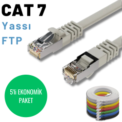 5 adet IRENIS CAT7 Yassı FTP Ethernet Patch Kablo, 25 cm–15 Metre arasında uzunluk seçenekleri, 7 farklı renk