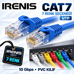 IRENIS CAT7 Ethernet Patch Kablo, 25 cm–30 Metre arasında uzunluk seçenekleri, 7 farklı renk