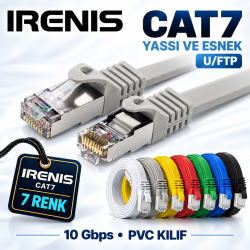 IRENIS CAT7 FTP Yassı Ethernet Patch Kablo, 25 cm–15 Metre arasında uzunluk seçenekleri, 7 farklı renk