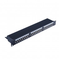 Cat 6A 19" 1U Patch Panel, 500 MHz, Siyah, 24 Port