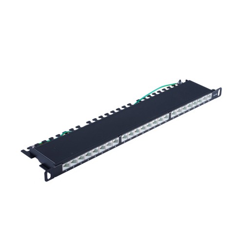 Slim Patchpanel Cat. 6A, 24 Port 0,5U, 19"