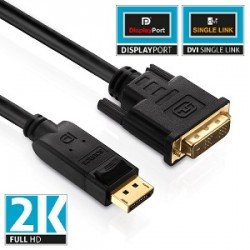 10 metre DisplayPort/DVI Kablo 2K (1080p) FullHD, WUXGA 10 metre DisplayPort/DVI Kablo 2K (1080p) FullHD, WUXGA