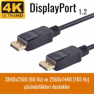 1 metre DisplayPort DP 1.2 Kablo - 165 Hz Destekli  1 metre DisplayPort DP 1.2 Kablo - 165 Hz Destekli