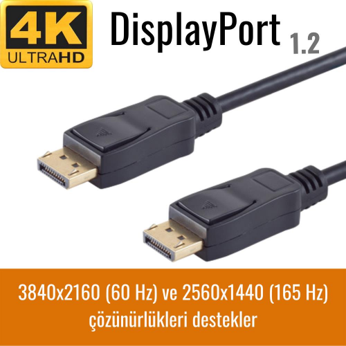 3 metre DisplayPort DP 1.2 Kablo - 165 Hz Destekli 