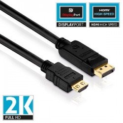 2 metre DisplayPort/HDMI Kablo 2K (1080p) FullHD, WUXGA 2 metre DisplayPort/HDMI Kablo 2K (1080p) FullHD, WUXGA