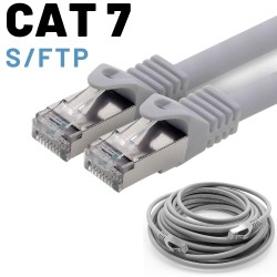 5 adet IRENIS CAT7 S/FTP Ethernet Patch Kablo, 20 Metre, Gri