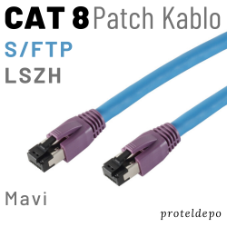 IRENIS CAT8 S/FTP LSZH Ethernet Patch Kablo, 3 Metre, Mavi