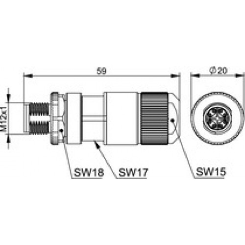 TELEGÄRTNER M12 8-pin X-kod Konnektör, Cat.6A veya Cat.7 için